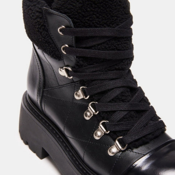 Steve Madden Reyen Black Leather Lace Up dhBoot (Women)Size 6.5 New in box. - Picture 10 of 13